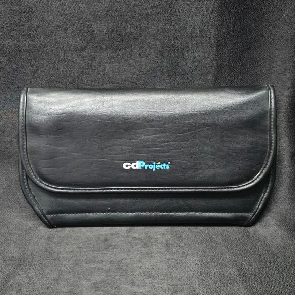 CD Projects Black Folding Carrying Case w/ Zippered Pocket Holds 20 CD's - Picture 7 of 7